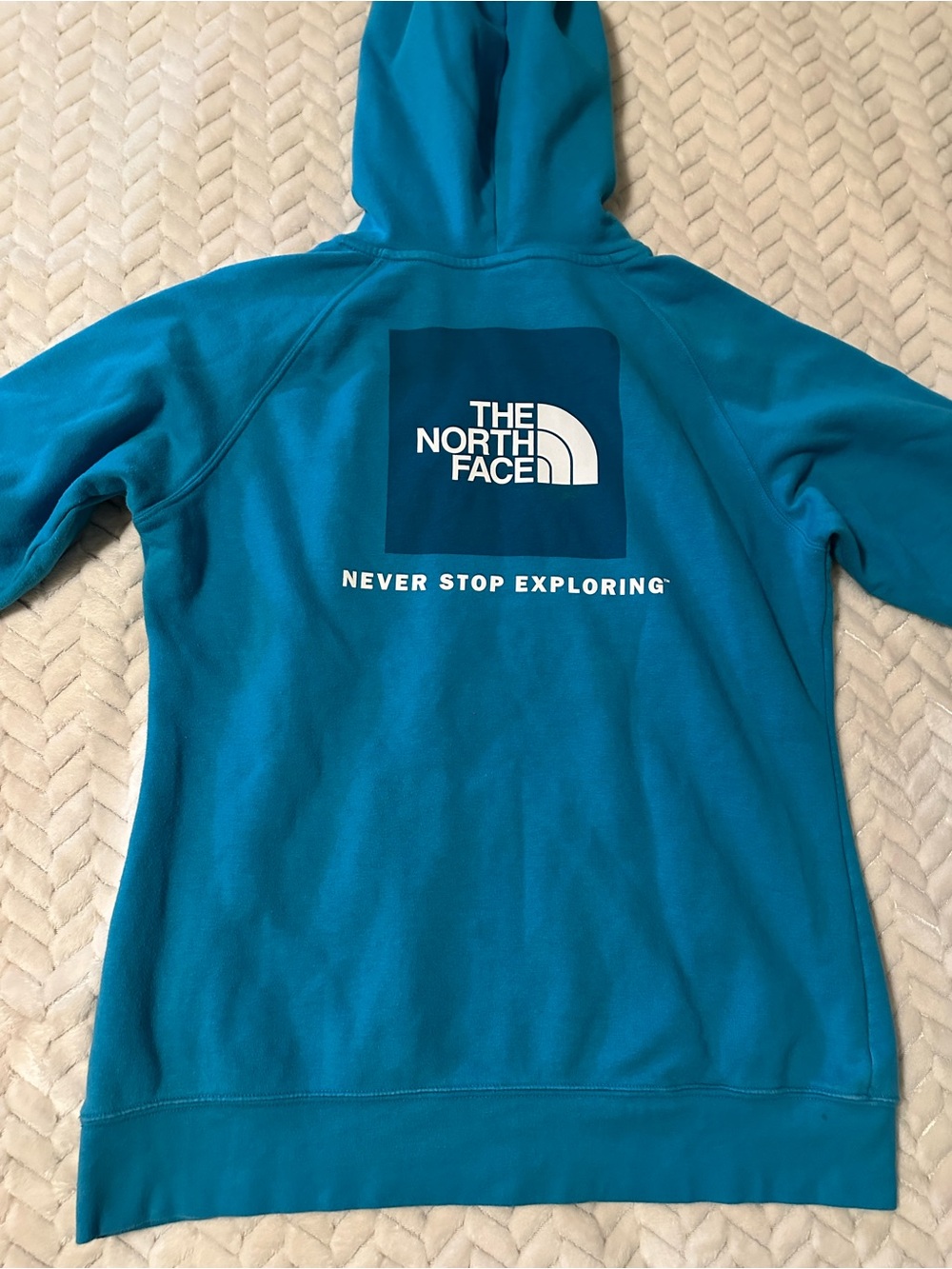 The North Face Teal Blue Pullover Hoodie with Back Logo